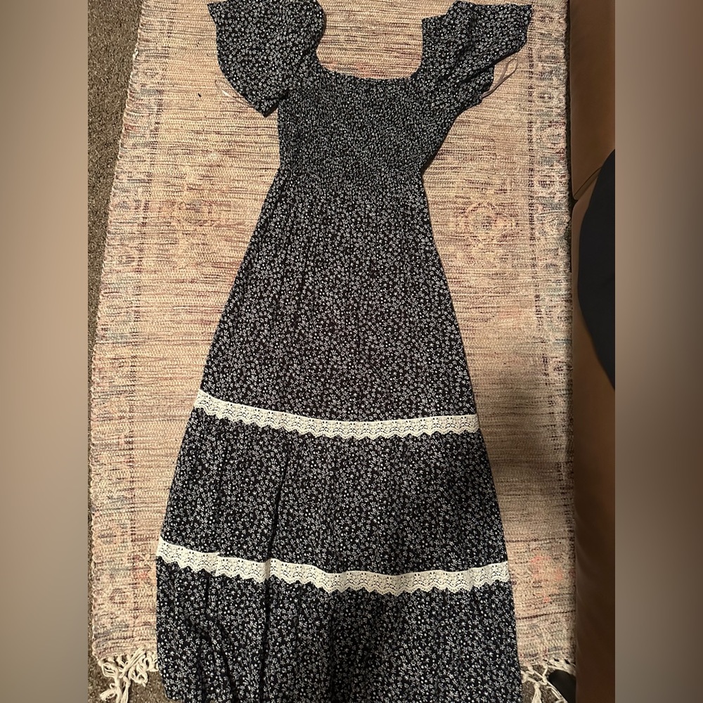 BÖEHME Ruched Square-Neck Elastic Waist Maxi Dress